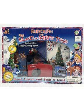 1999 Rudolph The Island Of Misfit Toys Set Walkman  Sing-Along Books Cassette